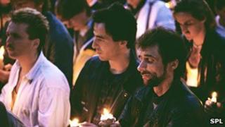 A candlelit vigil for AIDS victims in London