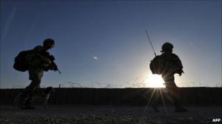 Soldiers in patrol in Helmand