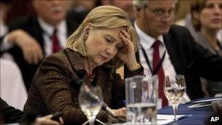 Hillary Clinton at the Central American Security Conference in Guatemala City