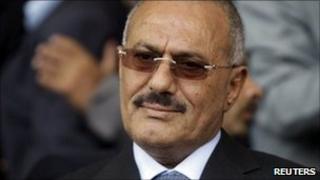 Yemen President Ali Abdullah Saleh at a pro-government rally in Sanaa (20 May 2011)
