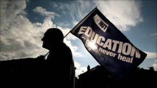 Teacher picketing in Manchester