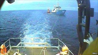 The Vardborg being towed. RNLI photo