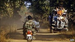 Indian villagers and paramilitaries