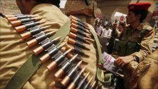 Yemeni soldiers in Sanaa, June