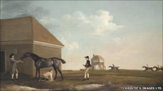 Gimcrack On Newmarket Heath with a Trainer, a Stable-Lad and a Jockey by George Stubbs