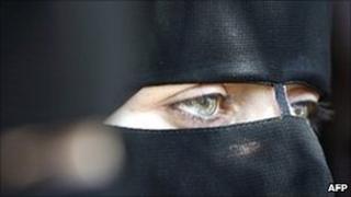A veiled Hamas supporter in Gaza