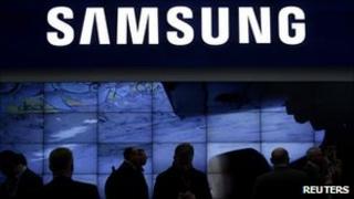 Visitors to a Samsung trade stand