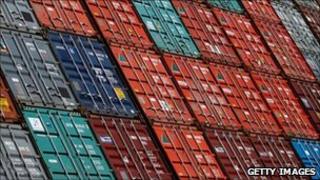 Freight containers in the port of Hamburg