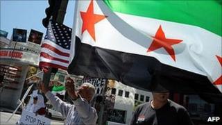 Syrians supporting regime change protest in California. 4 June 2011