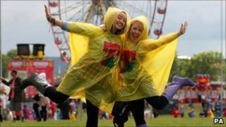 Festival goers brave the showers at T in the Park at Balado