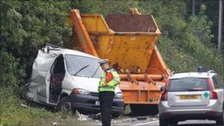 a27 accident lorry skip crash brighton injured three near collision happened bst caption