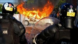 A car was set alight on the Crumlin Road
