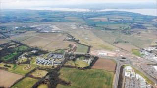 An aerial view of land earmarked for development
