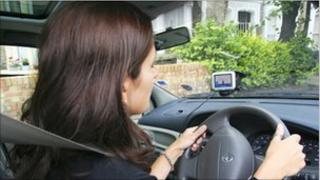 Woman driving car