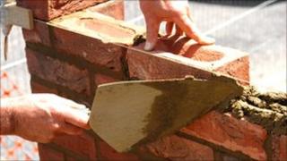 A bricklayer at work