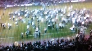 Pitch invasion at Darlington v Newcastle match