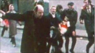 Fr Edward Daly in the aftermath of the Bloody Sunday killings