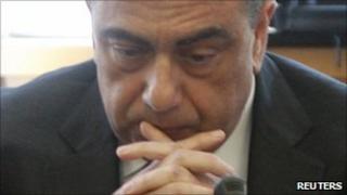 Cypriot Foreign Minister Markos Kyprianou testifies at a parliamentary inquiry regarding a massive munitions blast, in Nicosia (18 July)