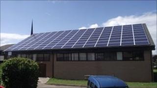 Solar panels at Christ Church in Bayston Hill