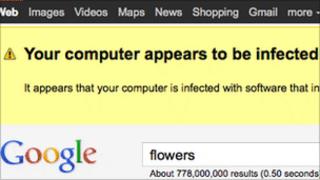 Malware warning, Google