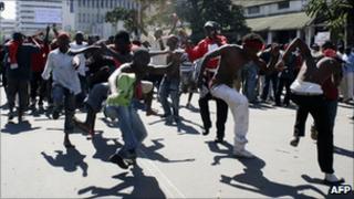 Protesters take to the streets of Malawi's commercial capital Blantyre 20 July 2011