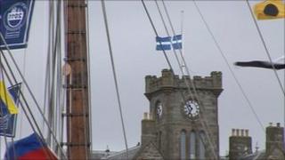 Flags at half mast