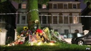 Tributes outside the home of Amy Winehouse