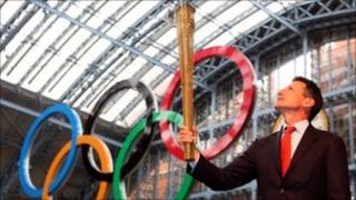 Seb Coe with Olympic torch