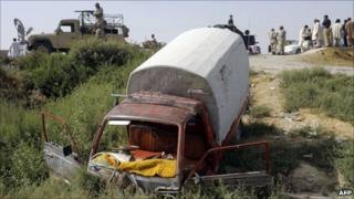The van which carried victims of the Quetta attack on 30 July