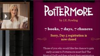 Screen grab of Pottermore website, Pottermore