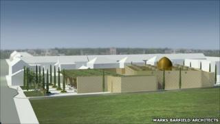 Artist's image of Abu Bakr Jamia Mosque, Cambridge