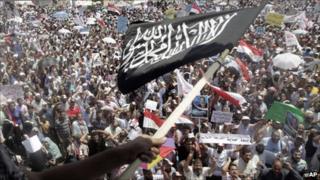 Protest by Islamist groups at Tahrir Square in Cairo on 29 July
