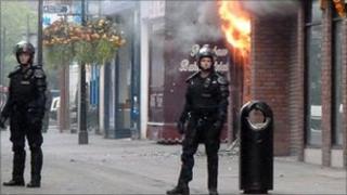 Riot damage in Manchester