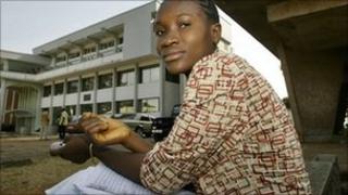 Archive photograph of a student at Fourah Bay Colleage in Sierra Leone in 2006
