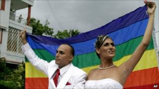 Ignacio Estrada and Wendy Iriepa after the wedding ceremony