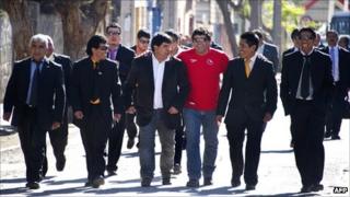 Some of the miners in Copiapo on 5 August 2011