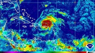 Hurricane Irene over Puerto Rico, NOAA picture 22 August 2011