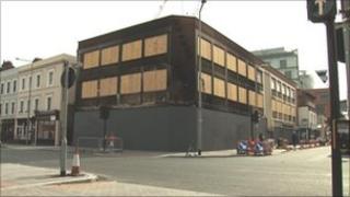 The boarded up Great Harry pub