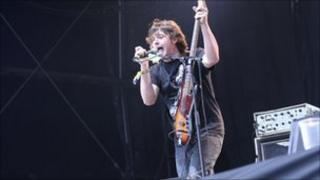Rob Hawkins onstage with The Automatic