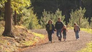 Family walking in the Wyre Forest. Photo: Forestry Commission