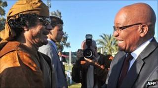 Muammar Gaddafi with Jacob Zuma