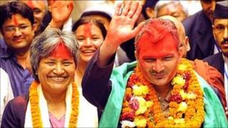 Baburam Bhattarai with wife Hisila Yami