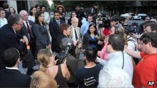 Opponents of the immigration law spoke to reporters after a hearing on 24 August