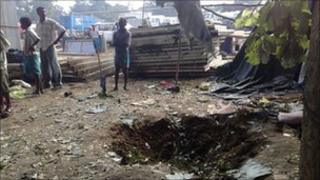 File picture of shell hole in Sri Lanka (January 2009)