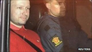 Anders Behring Breivik leaves court, 25 July