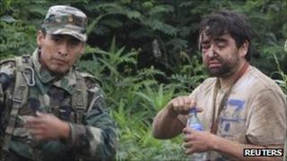 Minor Vidal (right) found after his plane crashed in Bolivia - 9 Sept 2011