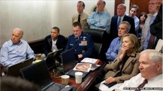 President Barack Obama and Vice President Joe Biden, along with members of the national security team