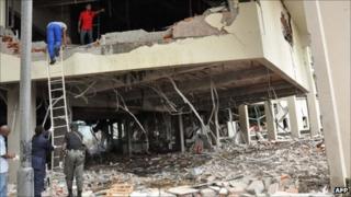 Bombed UN building in Abuja (August 2011)