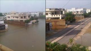 Saad Ali took these pictures of flood waters in Defence, Karachi, Pakistan