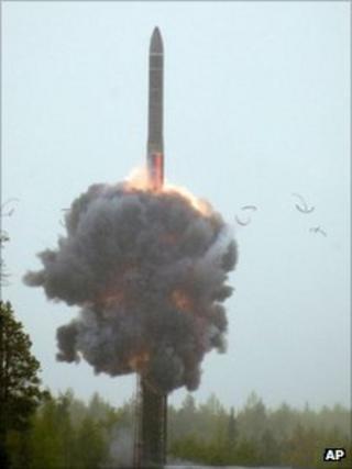 A rocket launch from Plesetsk, northern Russia